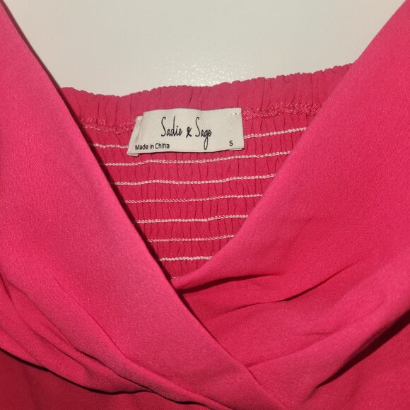 Sadie & Sage Anthropologie Pink Crop Top Cami Blouse Fuschia Small NWT - Picture 5 of 11